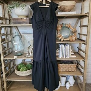 Revolve Bailey 44 Wanda Black Maxi Dress Sz XL Flounce Hem Cotton Poplin